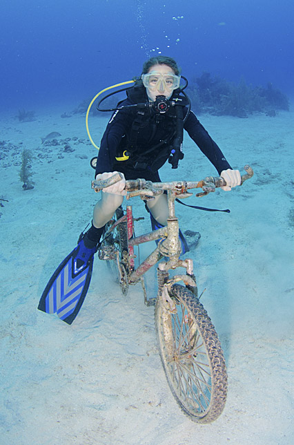 riding a bike while diving
