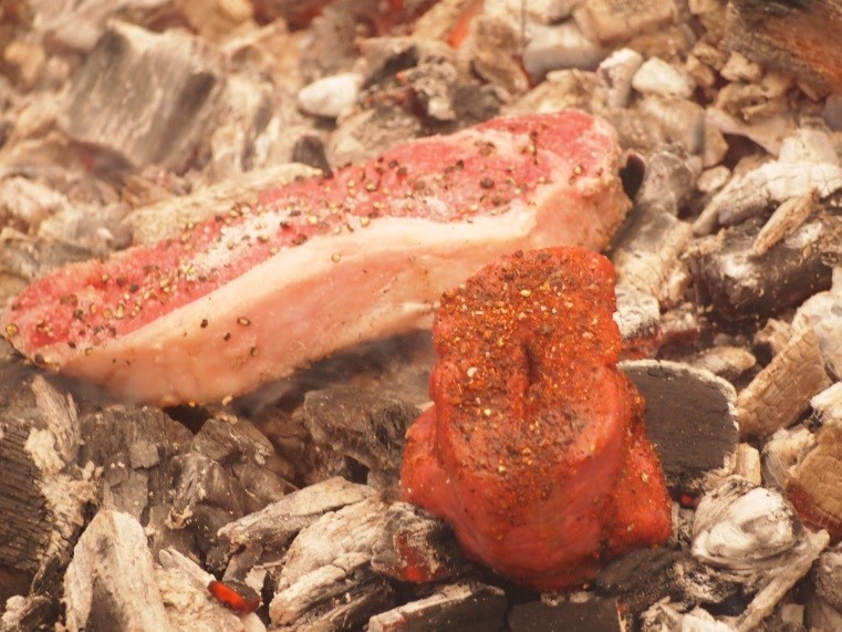 steak on a fire pit