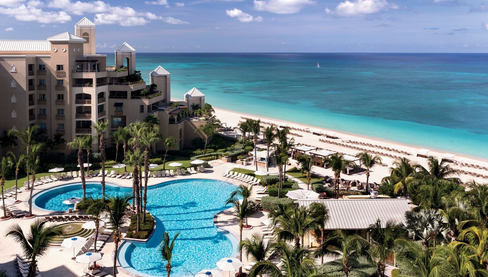 Aerial view of The Ritz-Carlton, Grand Cayman featuring the Caribbean Sea