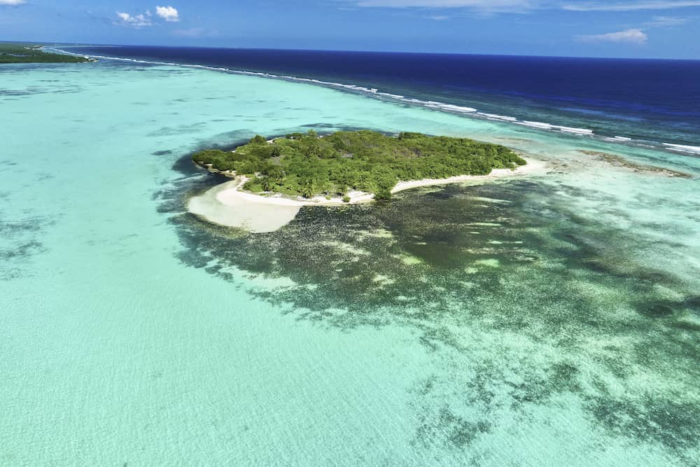 As seen from above, Owen Island on Little Cayman